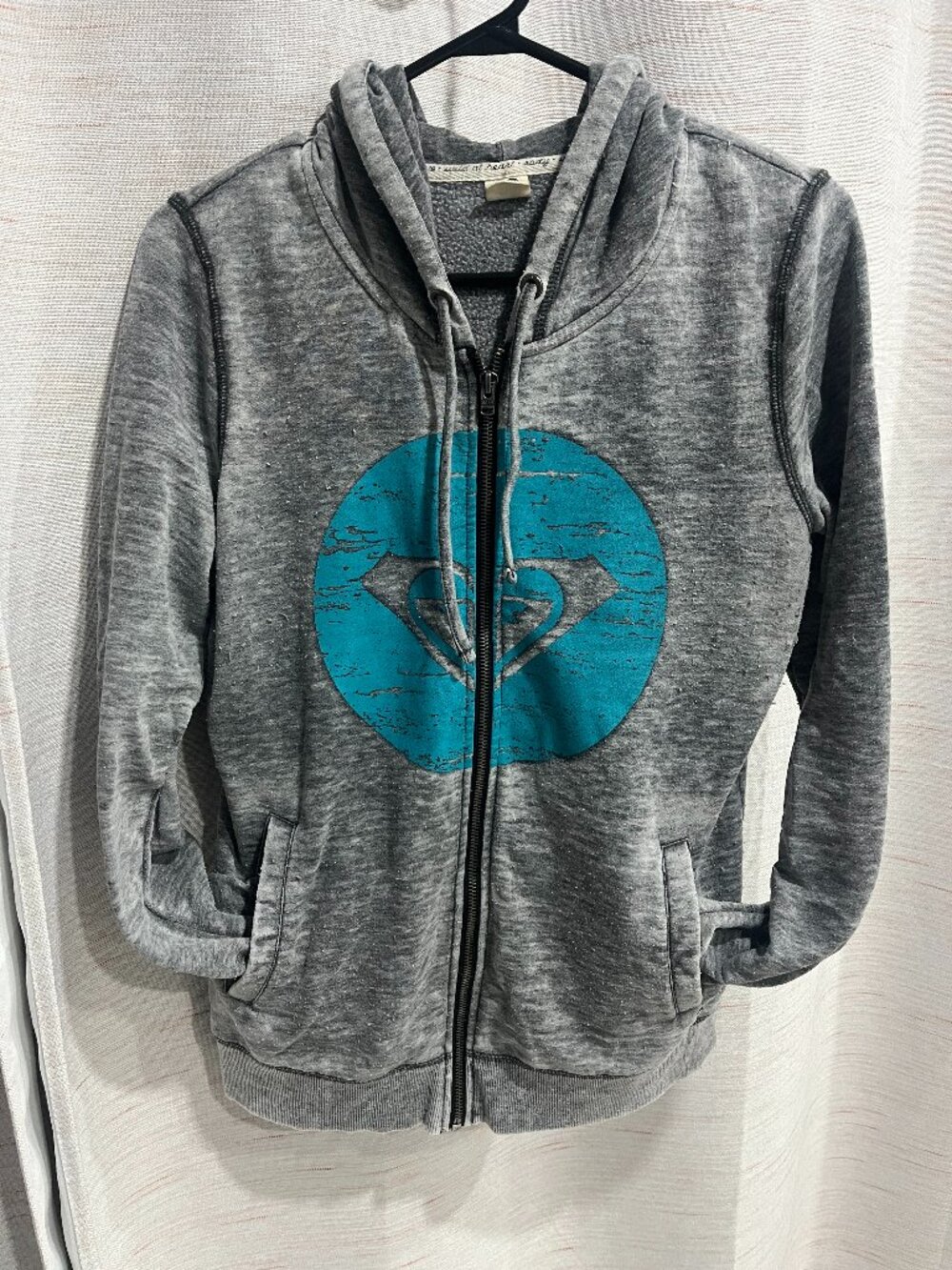 Women's Large Grey Zip Up Hoodie Roxy (015)